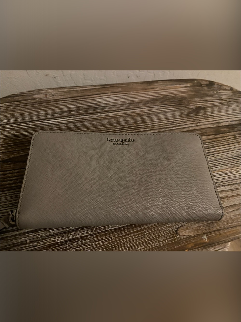 kate spade Gray Saffiano Zip-Around Wallet